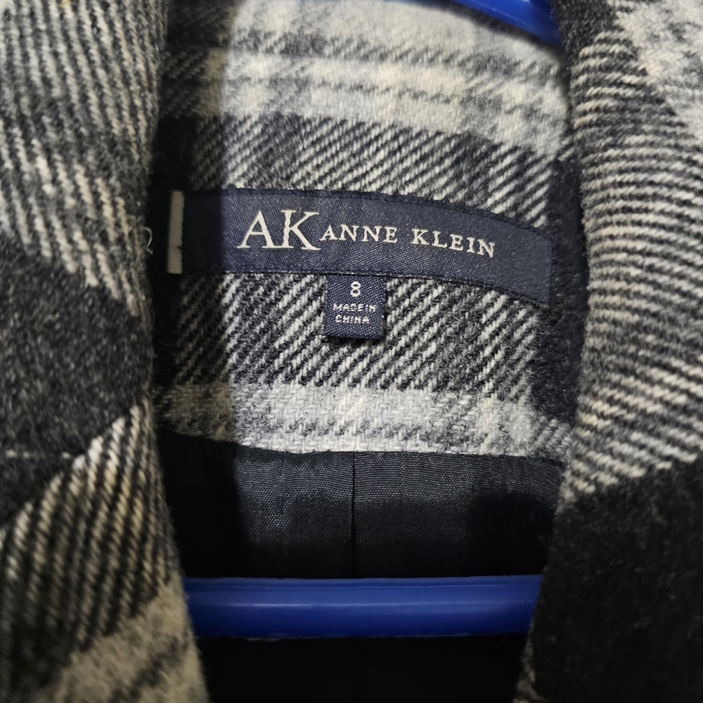 Anne Klein Black and Gray Pea Coat Timeless Style - Picture 2 of 3